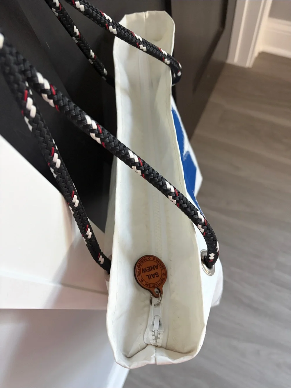 White Tote Bag with Blue Number 3 - Women Bags